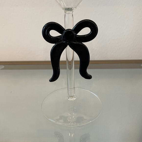 Black Bow Wine Glass Holiday Glam Barware NEW - Picture 10 of 13